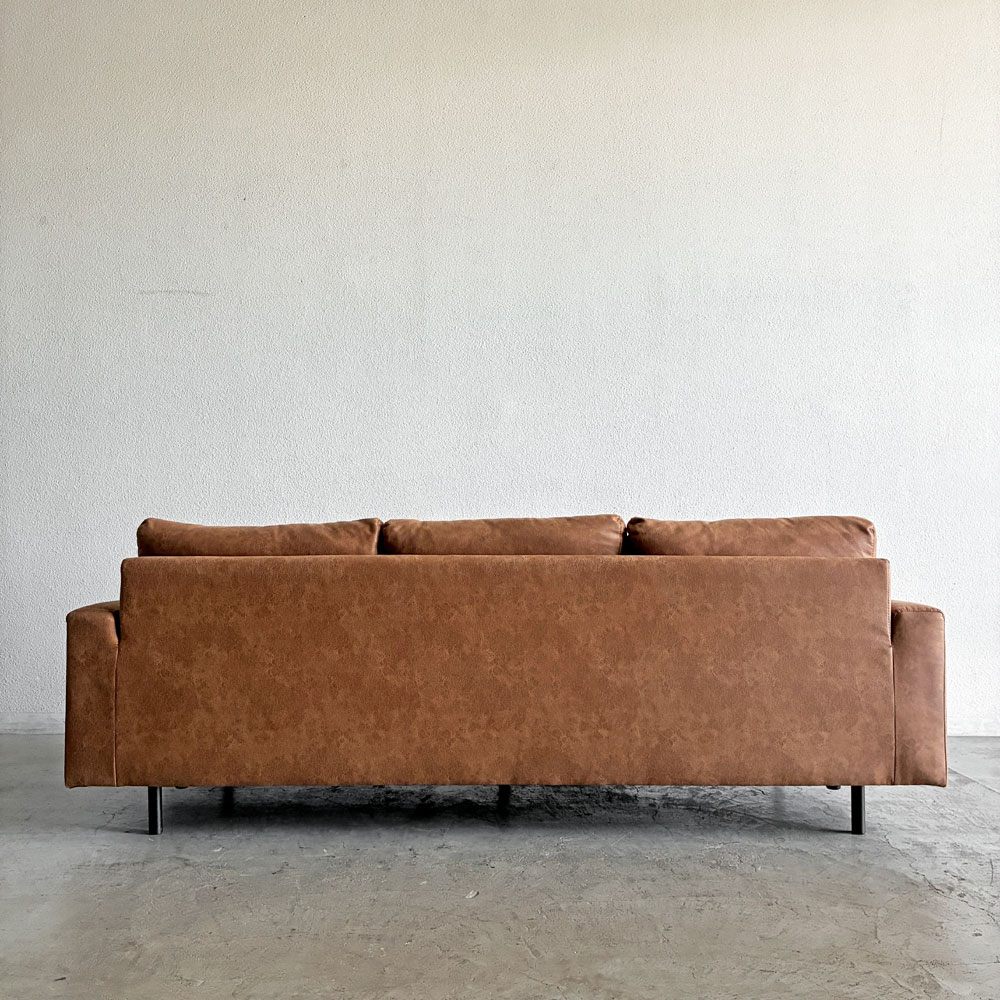 ジャーナルスタンダードファニチャー j.s.F ピーエスエフカウチソファ PSF COUCH SOFA 3人掛けソファ＆オットマン レザー調  W210cm コンセント＆USB充電口付 定価￥165,000- 〓