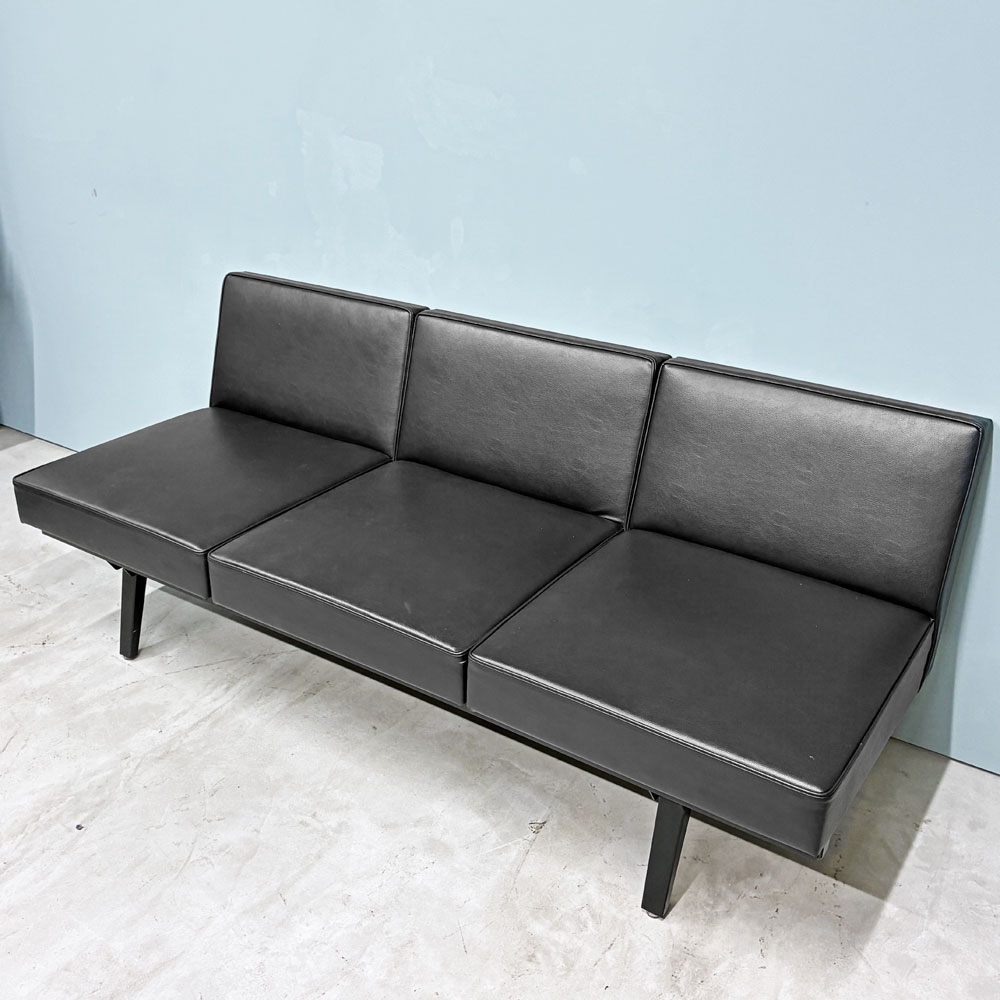 ドワーフ DWARF マイスター MEISTER MS3 3Pソファ W180cm ブラックレザー 3人掛け モダン ミッドセンチュリーデザイン ロータイプ ◎