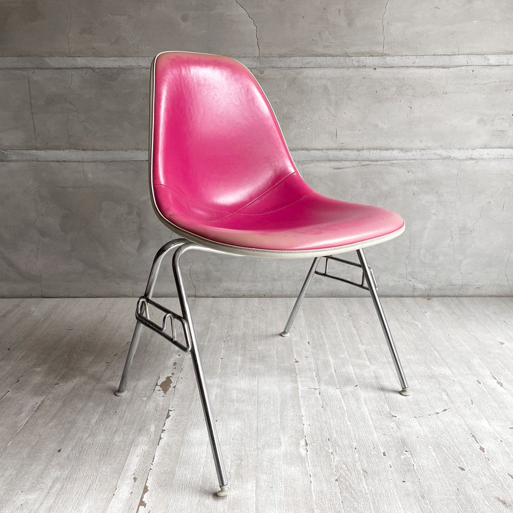ハーマンミラー Herman Miller サイドシェルチェア サード 3rd ビンテージ PVCレザー FRP製 スタッキングベース イームズ A ♪