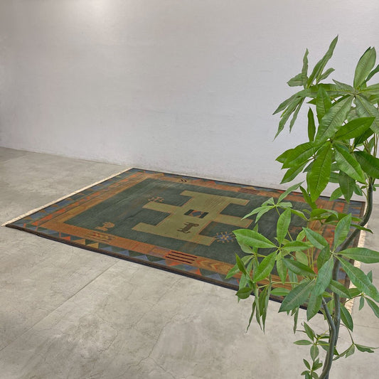 ペルシアナ Persiana ベルギー製 最高級 ウィルトン織 ビンテージ ピュアウールラグ 約W240×L340cm ブルー系 ラグマット 絨毯 ギャッベ 民族調 エスニック 〓