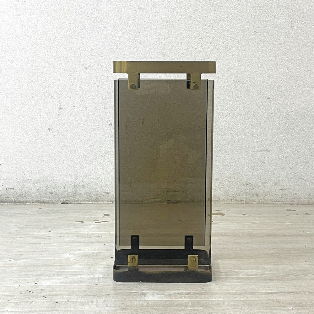 真鍮×スモークガラス アンブレラスタンド 傘立て ビンテージ vintage 店舗什器 ●