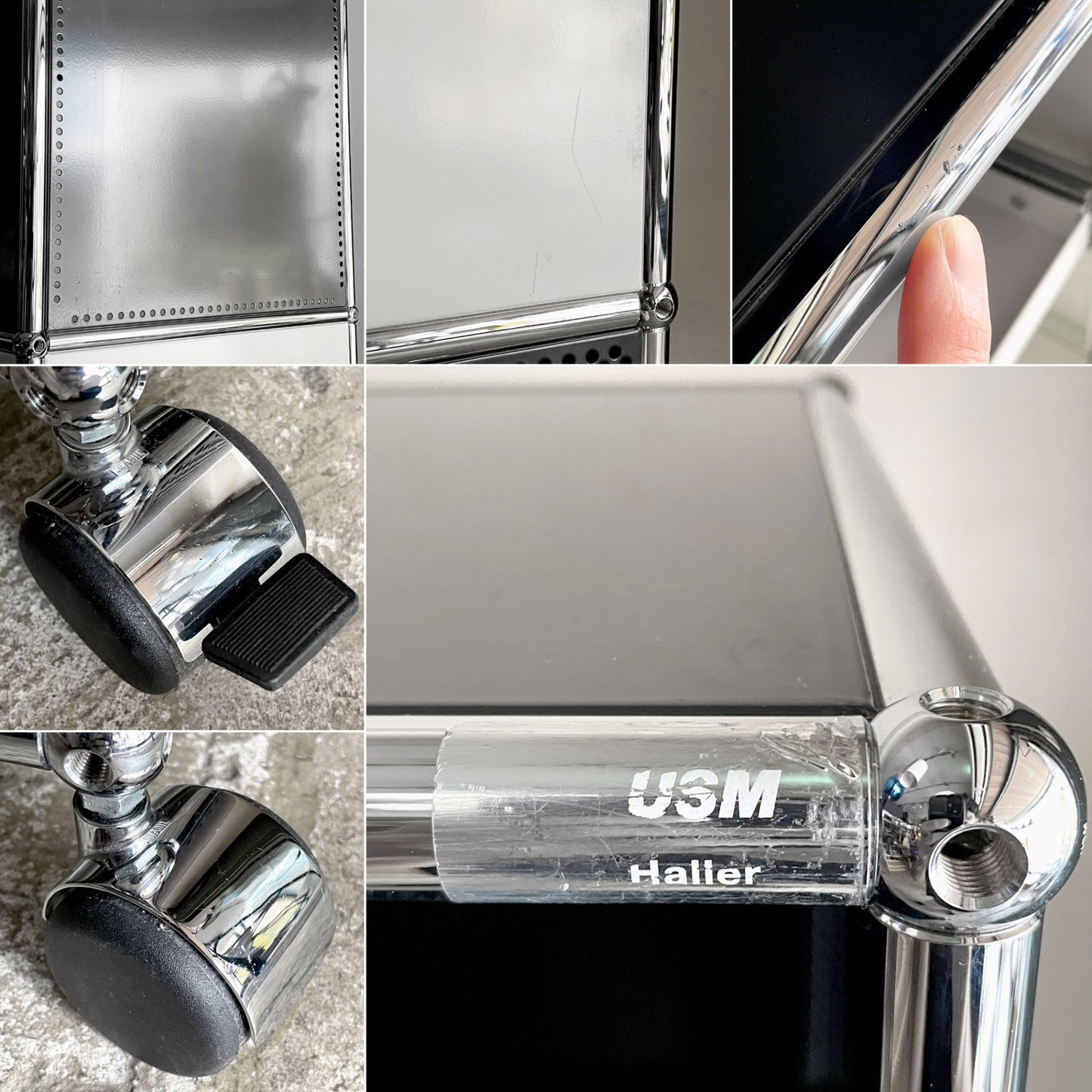 ユーエスエムハラー USM Haller モジュラーファニチャー ハラーシステム キャビネット オープンシェルフ 1列4段 エクステンションシェルフ キャスター付き モノトーン スイス ■