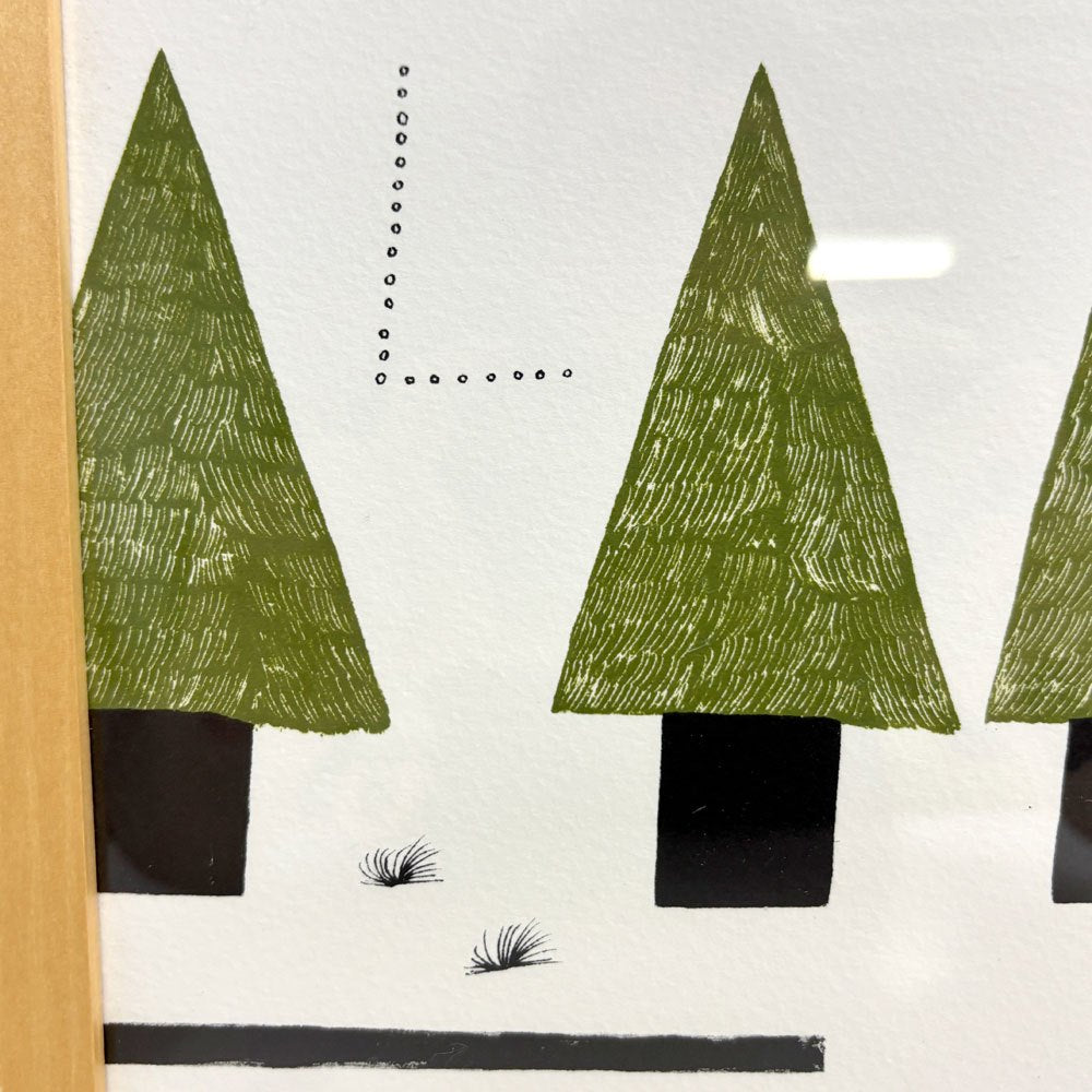 イデー IDEE a tree-lined road 秋山花 アートポスター リトグラフ W28×H38.5cm 額装品 11/200 パリ版画工房idem製作 ●
