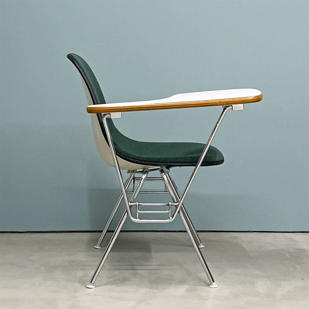 ハーマンミラー Herman Miller サイドシェルチェア セカンド 2nd ビンテージ アプホルスター スクールベース 肘掛けテーブル付 イームズ ミッドセンチュリー A ◎