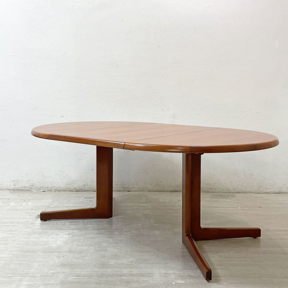 CJ ROSENGAARDEN エクステンション ダイニングテーブル ラウンド チーク材 W110～168.5cm 伸長式 アジャスター デンマークビンテージ 北欧家具 ●