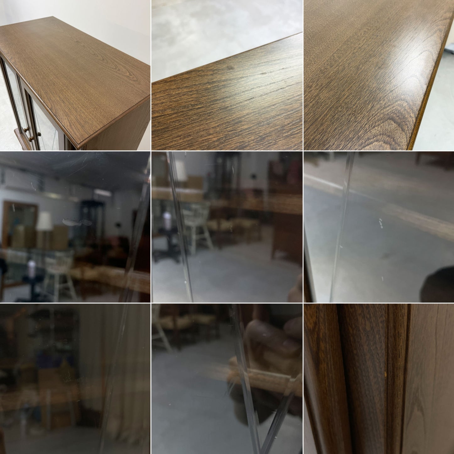 中屋家具 ミドルキャビネット ニレ材 ガラスキャビネット 食器棚 抽斗2杯 H130cm ●