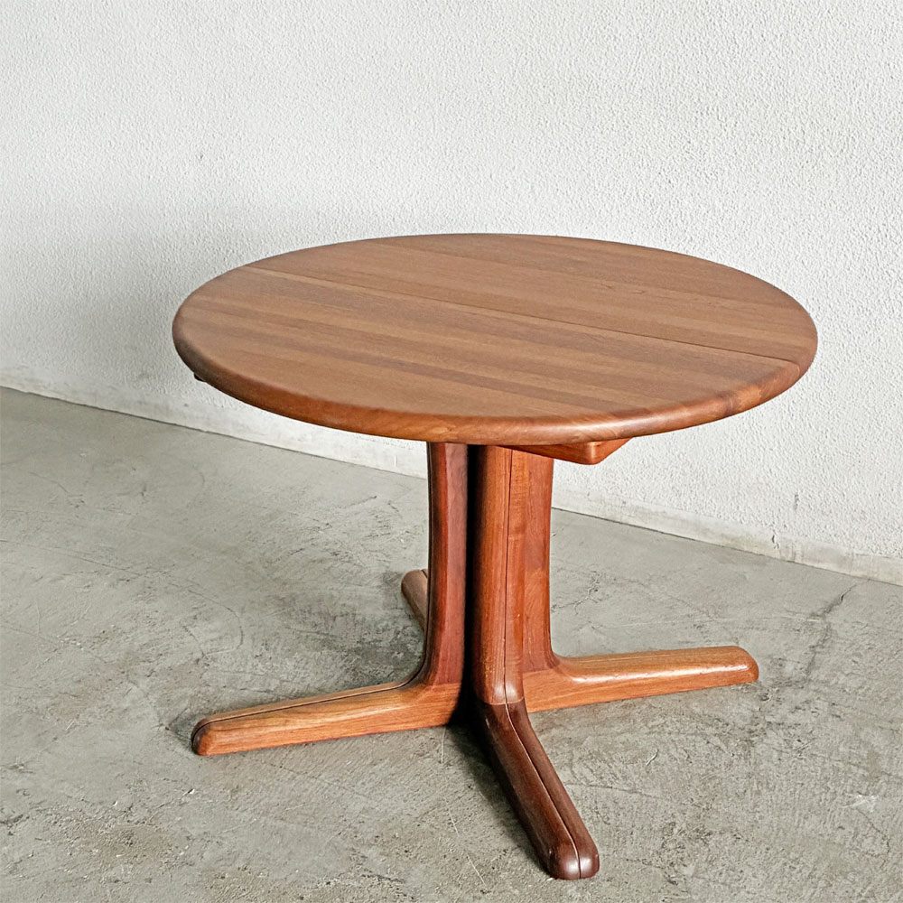 デューロン dyrlund 伸長式 ラウンド ダイニングテーブル チーク無垢材 追加天板欠品 北欧家具 デンマークビンテージ  〓