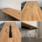 カンディハウス CONDE HOUSE スレッド ダイニング ソリッド テーブル SLED Dining Solid Table 無垢楢材天板 × 稀少 ステンレス脚 オーク W230×D100.5cm オフィスデスク ミーティングテーブル 参考価格合計￥733,700以上の品 状態良好  〓