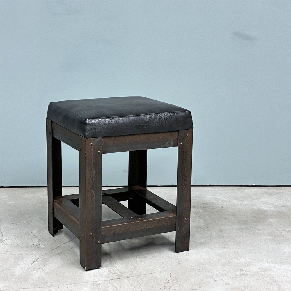 イデー IDEE アイアン スツール  IRON STOOL レザー 焼鋼 店舗什器 インダストリアルデザイン 特注品 B ◎