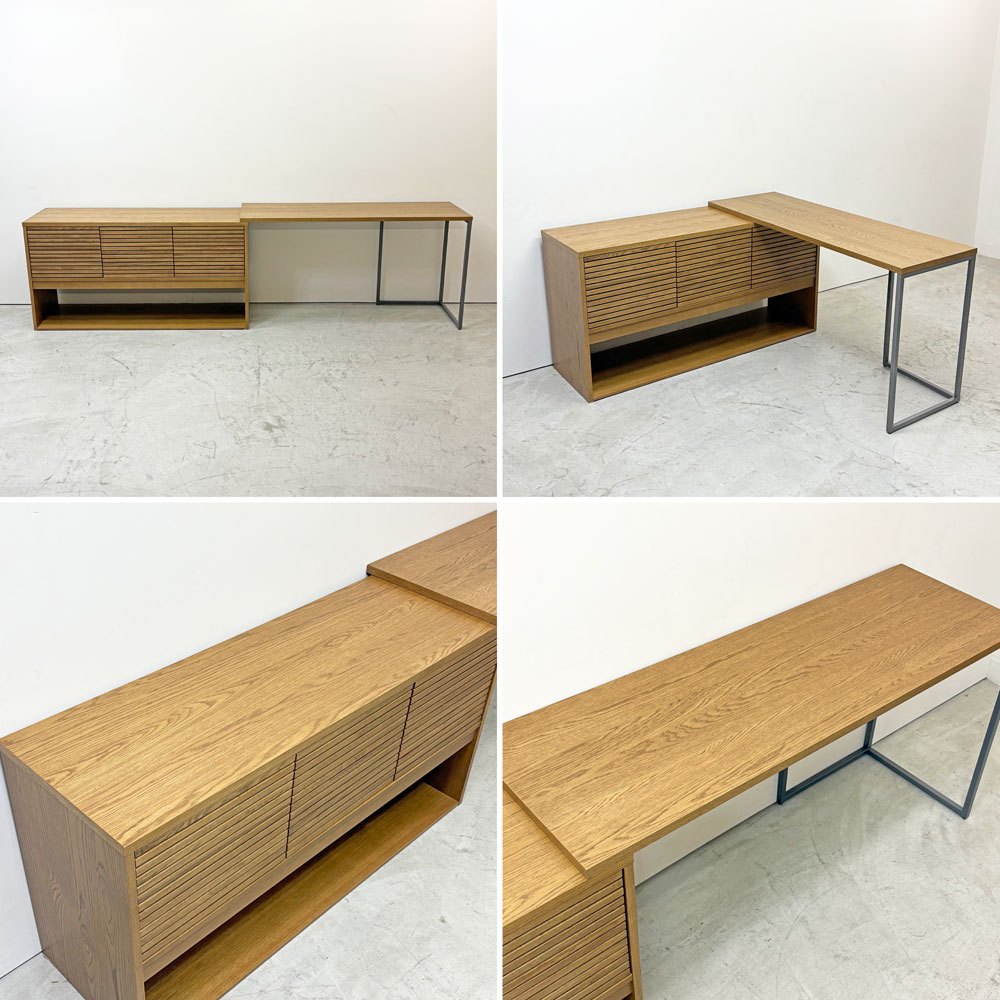 クラッシュゲート CRASH GATE イージーライフ Easy Life ボーダー BORDER サイドボード オーク材 W137cm 伸縮テーブル 関家具 展示品 ●