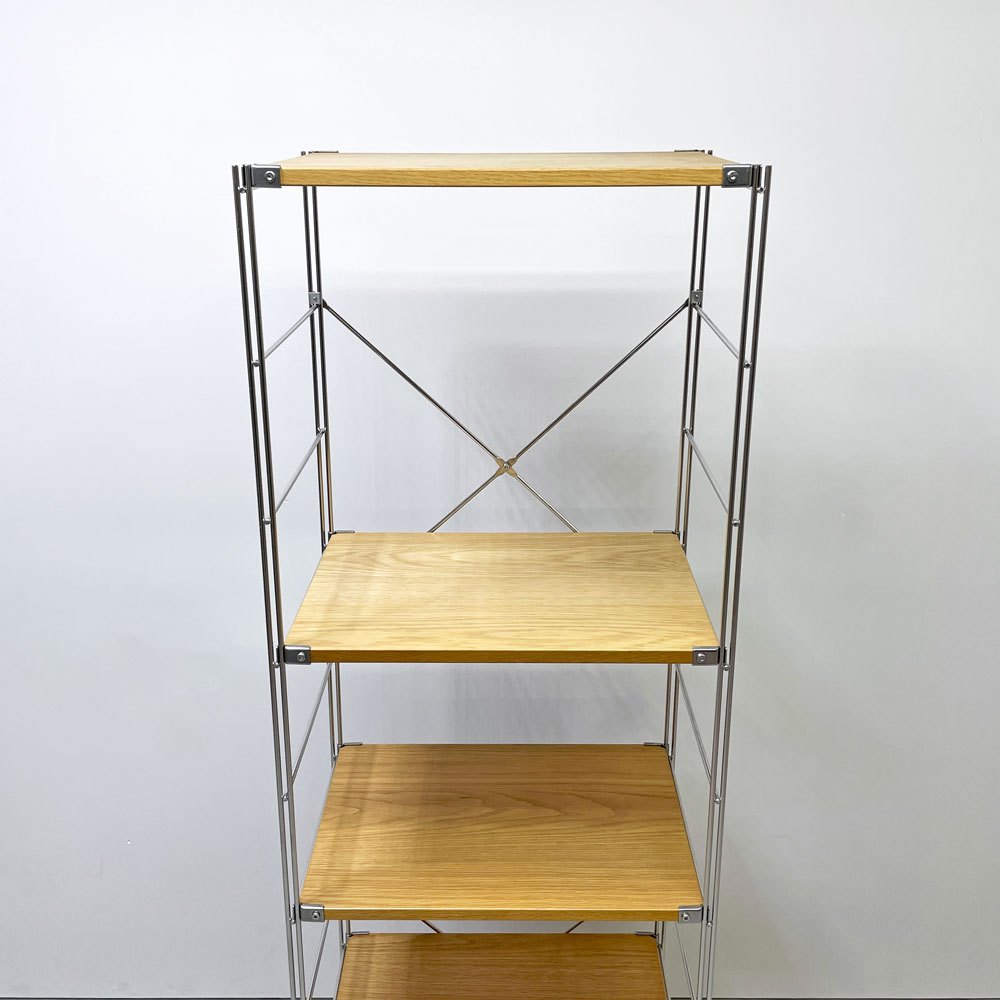 無印良品 MUJI ステンレスユニットシェルフ 5段 W58 H175cm スリム オーク材 オープンシェルフ 本棚 飾り棚 収納棚 ●
