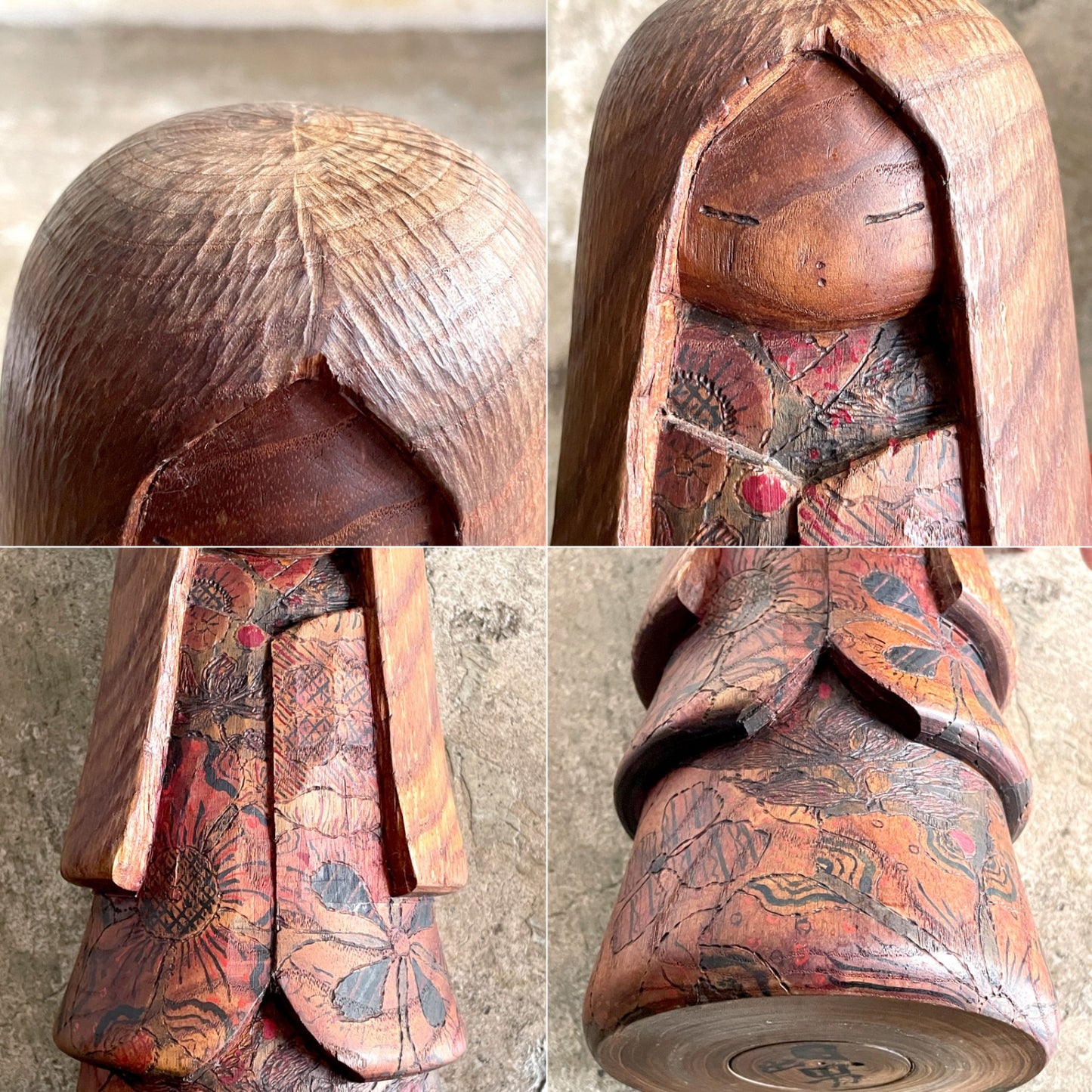 石原日出男 創作こけし 27㎝ サイン入り 民芸 昭和レトロ 工芸品 ■