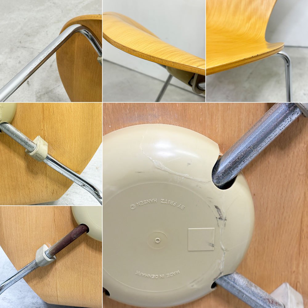 フリッツハンセン Fritz Hansen 3107 セブンチェア ラッカー仕上げ スタッキング アルネ・ヤコブセン デンマーク 北欧家具 ビンテージ B ●