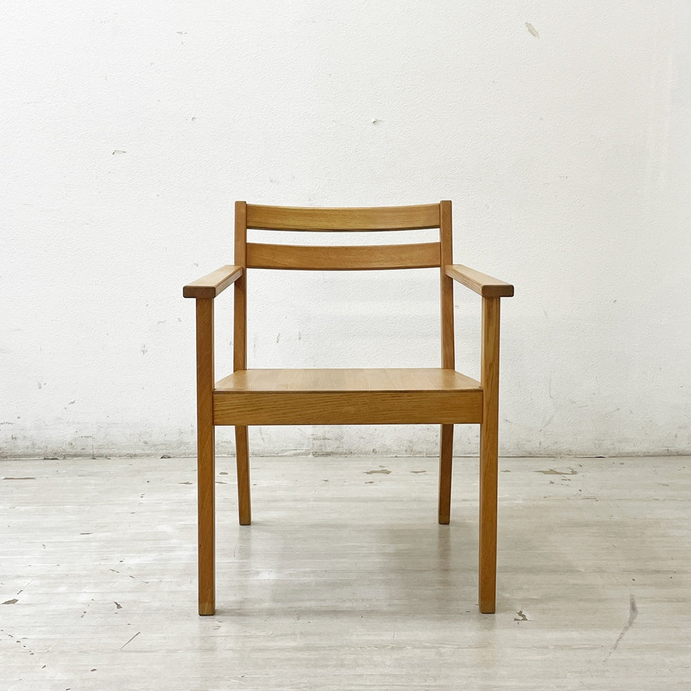 無印良品 MUJI タモ材 ラウンジチェア アームチェア 板座 ナチュラルスタイル 廃番 ●