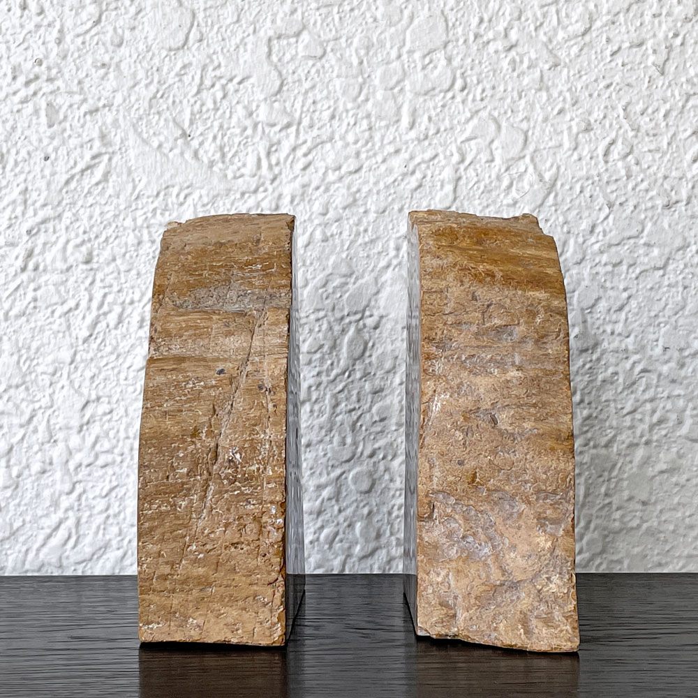 オーク ペトリファイド ウッド OAK Petrified Wood 珪化木 ブックエンド 本立て オブジェ ベージュ系 ウッドストーン 鉱石 ◇