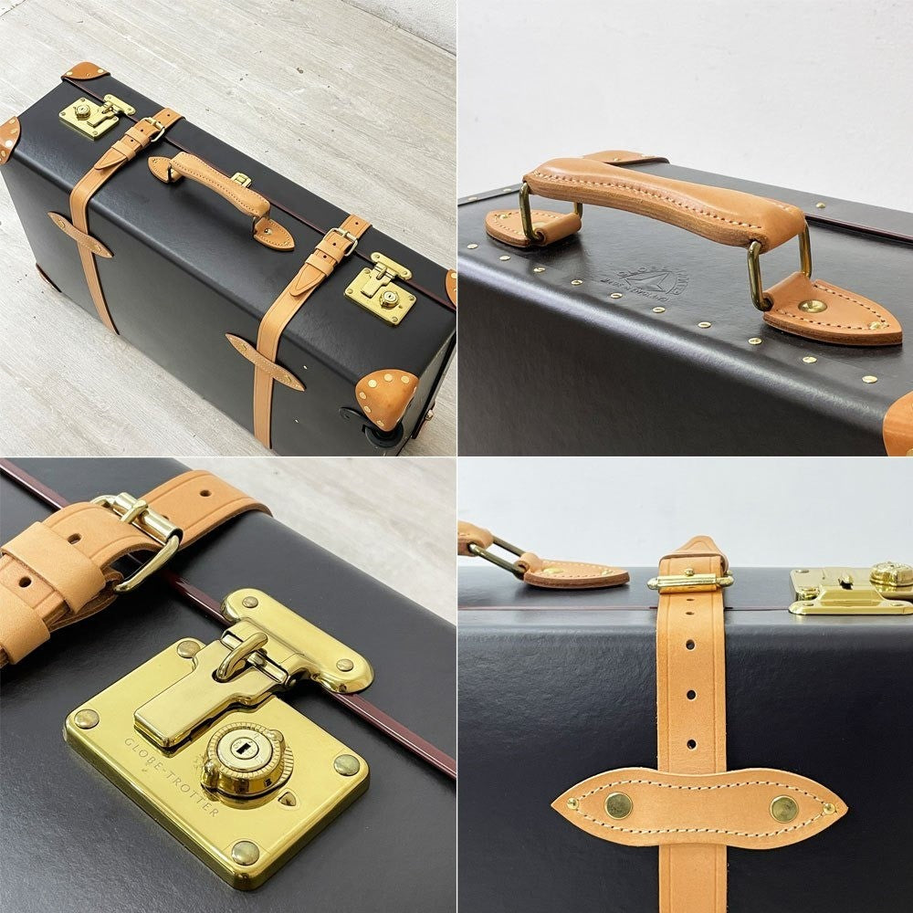 グローブトロッター GLOBE-TROTTER サファリ ラージ スーツケース 二輪 74L ブラウン×ナチュラル 本革 伸縮ハンドル無し ●