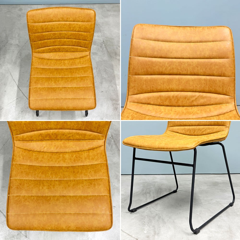 クラッシュゲート CRASHGATE ノットアンティークス Knot Antiques クロエ CHLOE ダイニングチェア PUレザー スチール キャメル ◎