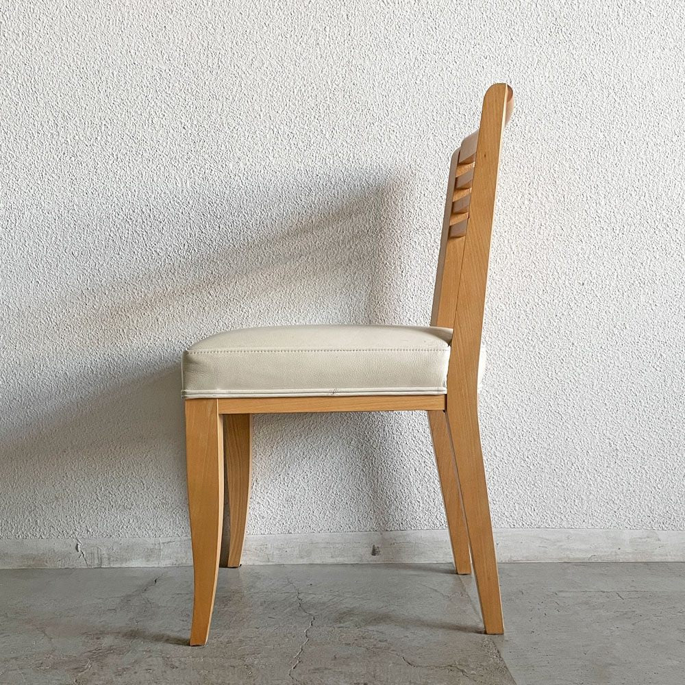 カッシーナイクスシー Cassina ixc. カジノ CASINO ダイニングチェア ビーチ材 レザーシート オフホワイト系 フィリップ・ユーレル Philippe Hurel 廃番 A 〓