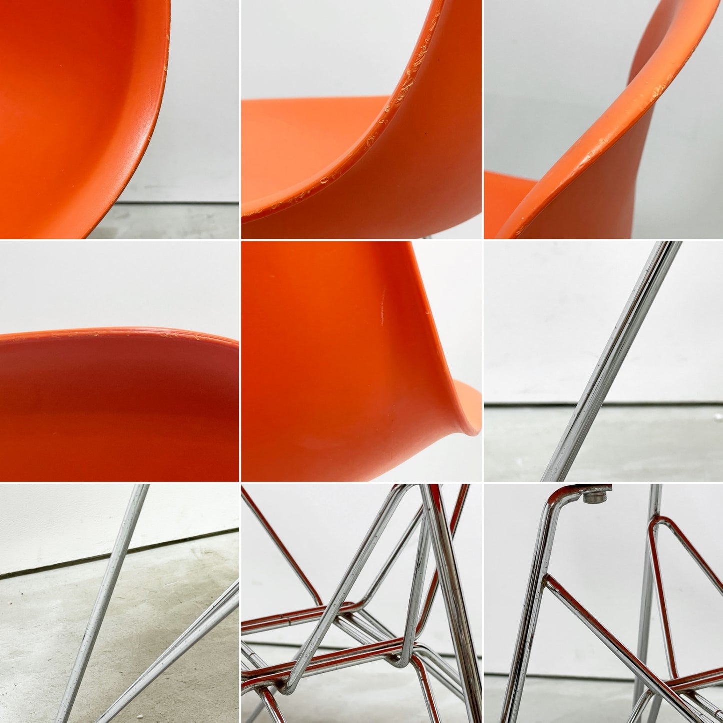ヴィトラ Vitra サイドシェルチェア エッフェルベース ポリプロピレン製 オレンジ C&R イームズ ミッドセンチュリーデザイン ●