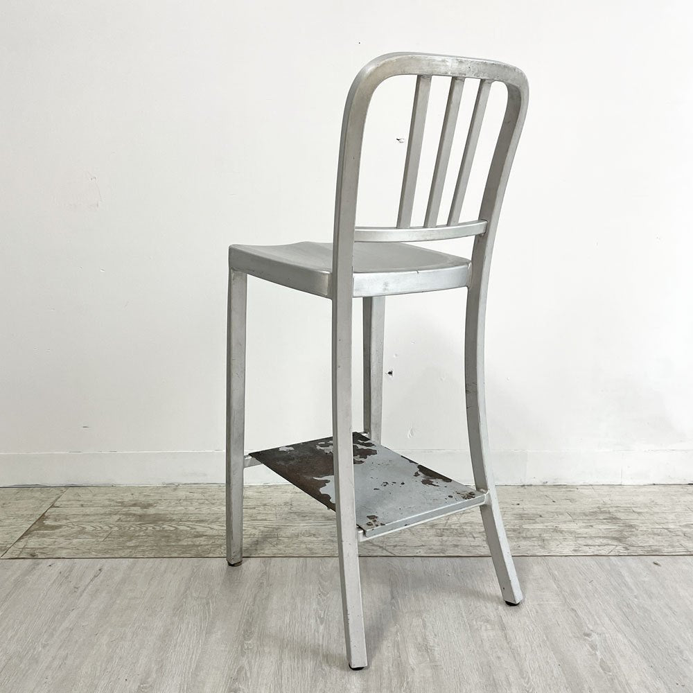 ネイビーバースツール Navy BarStool カウンターチェア リプロダクト アルミニウム インダストリアル デザイン H100cm B ●