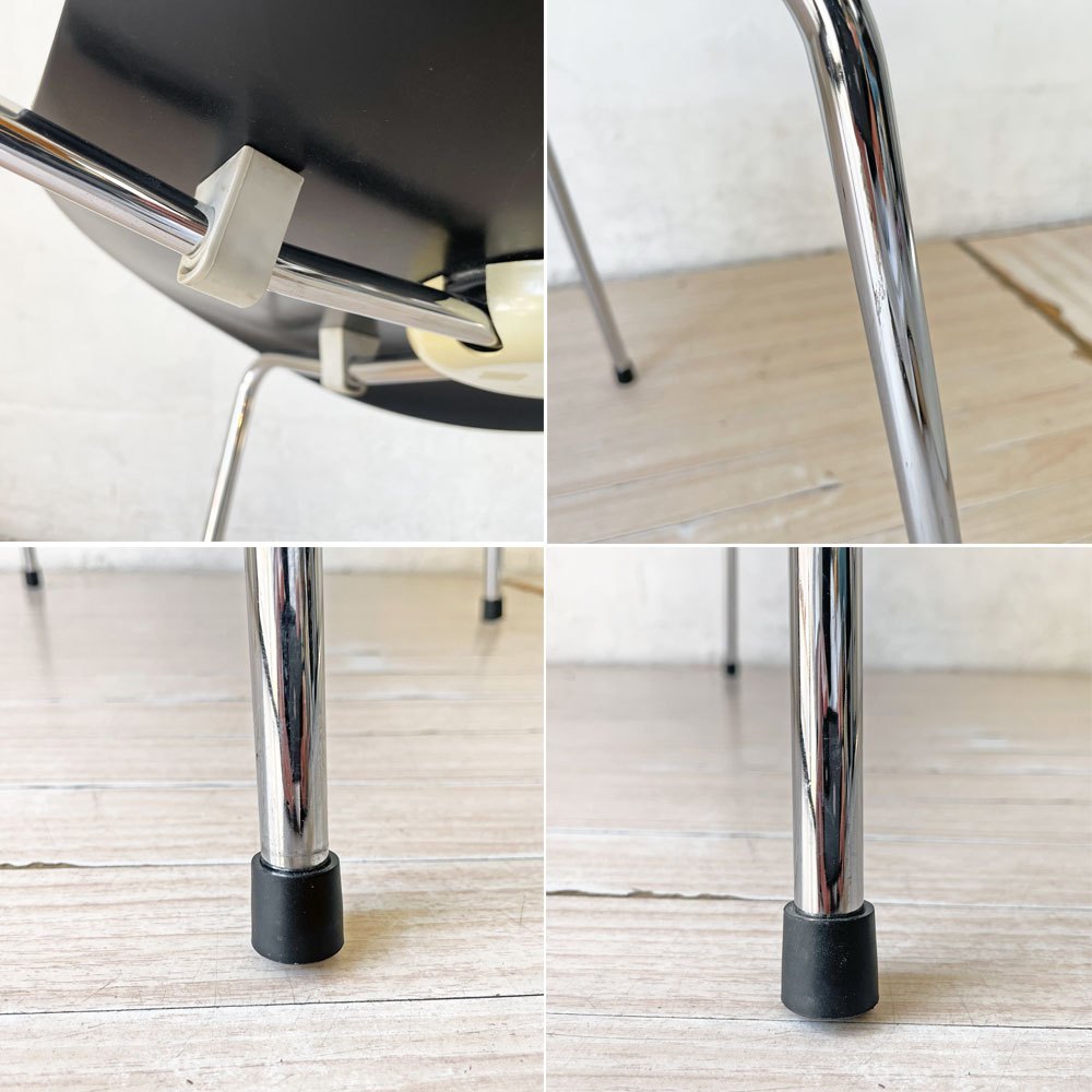 フリッツハンセン Fritz Hansen セブンチェア ダイニングチェア ブラック ラッカー再塗装 アルネ・ヤコブセン デンマーク スタッキングチェア 北欧家具 ★