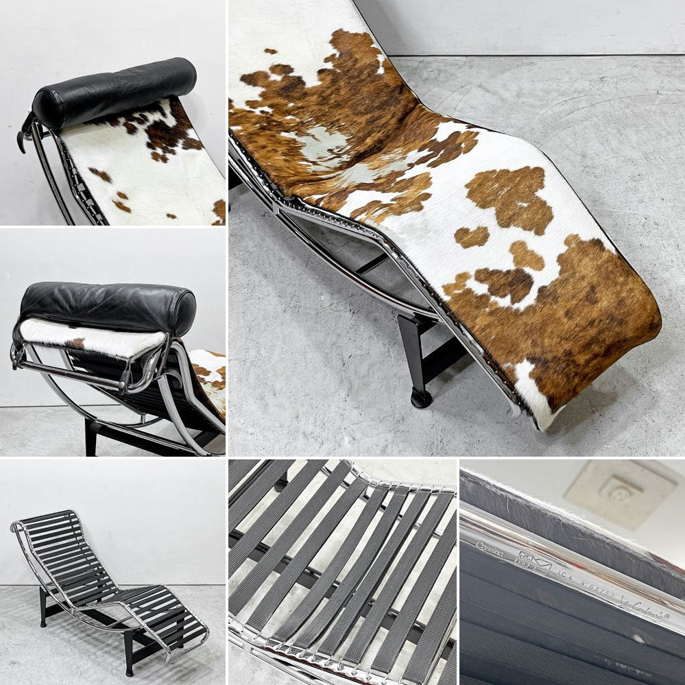 カッシーナ Cassina LC4 シェーズロング 長椅子 ハラコ 毛皮 レザークッション 本革 ル・コルビュジエ MoMA 名作椅子 ●