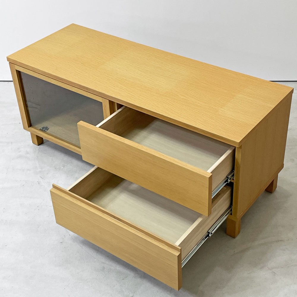 無印良品 MUJI AVボード AVラック 引出し付 オーク材 W110cm ナチュラル シンプル 廃番 ●