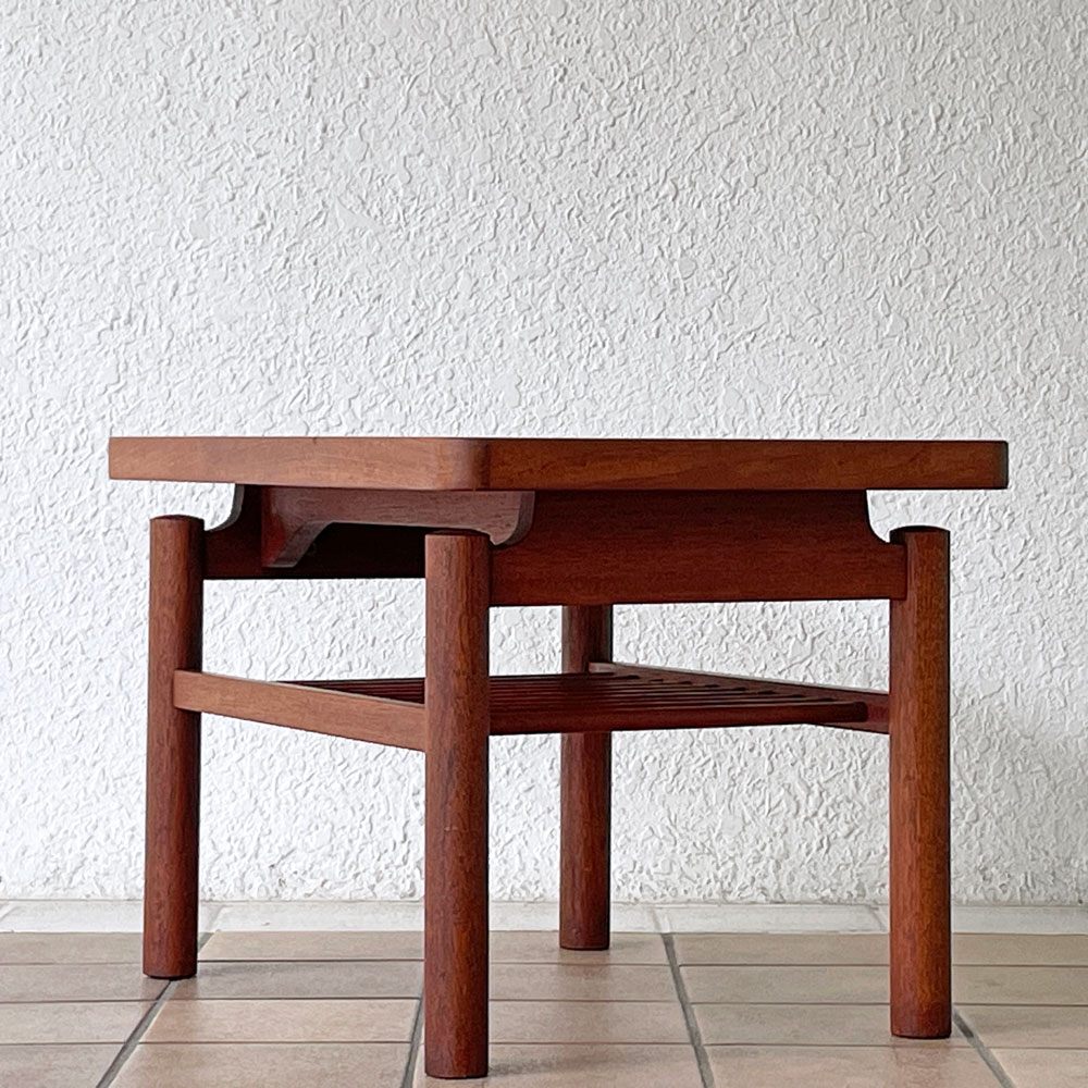 竹中家具 takenaka FURNITURE チーク材 サイドテーブル マガジンラック付 ジャパニーズモダン ミッドセンチュリー 横浜元町 ◇