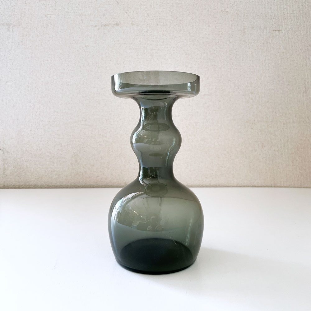 ヌータヤルヴィ Nuutajarvi ベース Vase 1483 フラワーベース 花瓶 グレー H18.5cm オイバ・トイッカ Oiva Toikka フィンランド 北欧ビンテージ ◎