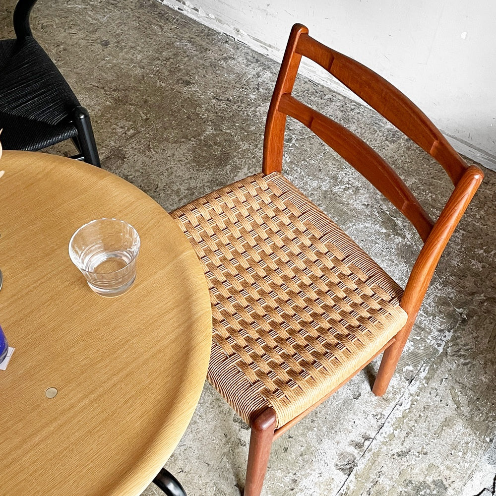 デンマークビンテージ Danish Vintage チーク材ｘペーパーコード ダイニングチェア ラダーバック 北欧家具 北欧ビンテージ ■