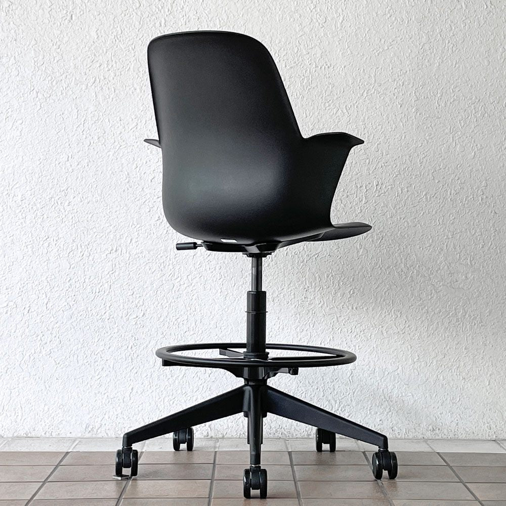 スチールケース Steelcase ノード Node ハイスツール 製図チェア キャスター ブラック ◇