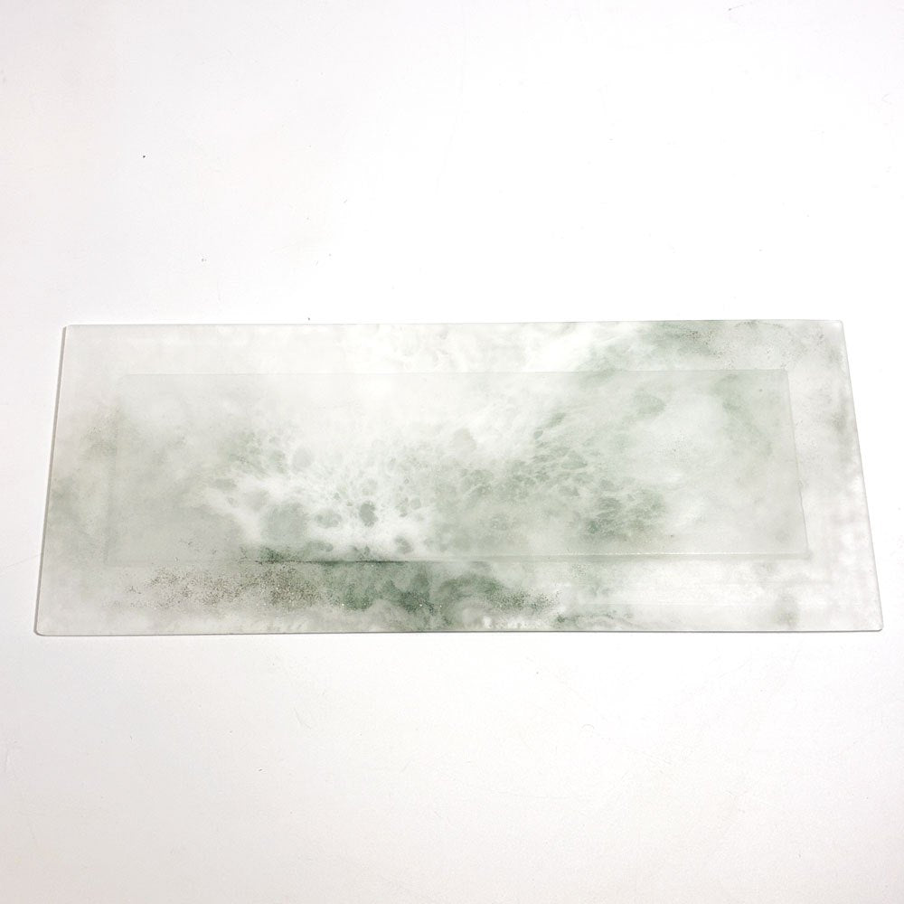 砂田夏海 shijima 長皿 ガラス プレート 霞 パート・ド・ヴェール キルンワーク 23.5×9.7cm 現代作家 ★