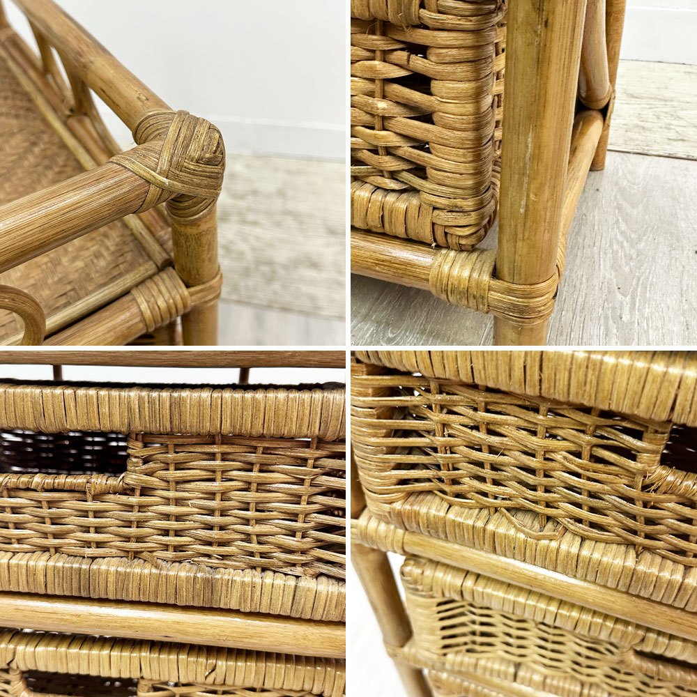 ジャパンビンテージ Japan Vintage ラタン 3段チェスト 籐家具 昭和レトロ 現状品 ●