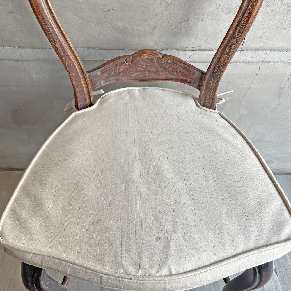 オールドメゾン Old Maison ヨーロピアン調 バルーンバックチェア ラタンシート＋クッション ダイニングチェア クラシカルデザイン A  ♪