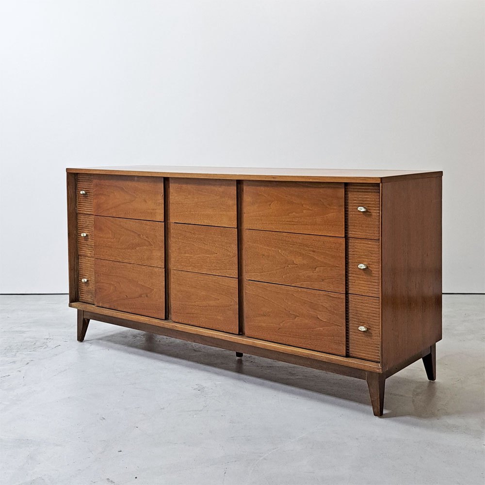 USビンテージ US Vintage 9ドロワー サイドボード  ワイドチェスト ウォールナット材 W152cm ミッドセンチュリーデザイン ●