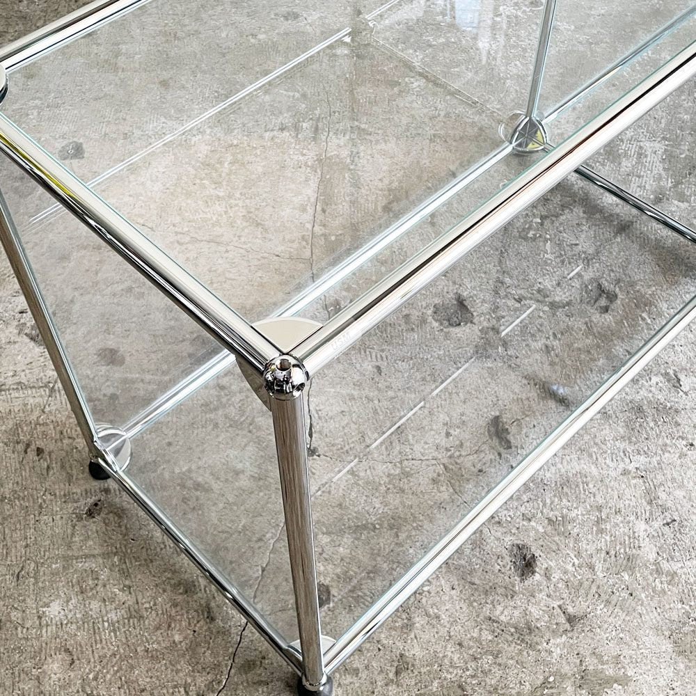 ユーエスエムハラー USMハラー USM Haller モジュラーファニチャー キャビネット シェルフ 2列1段 W152cm ガラスパネル スイス ■