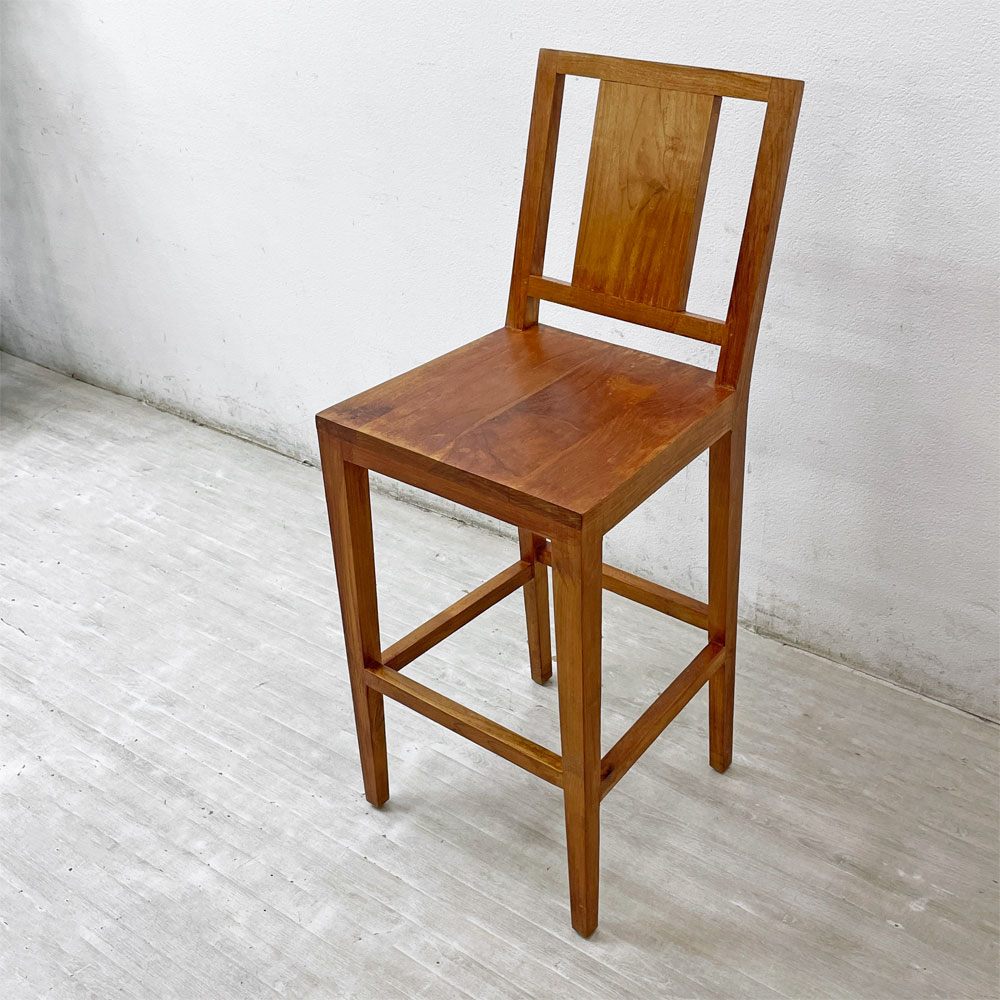 チーク 無垢材 teak wood ハイチェア カウンターチェア OLD JAVA アジアン スタイル B ●
