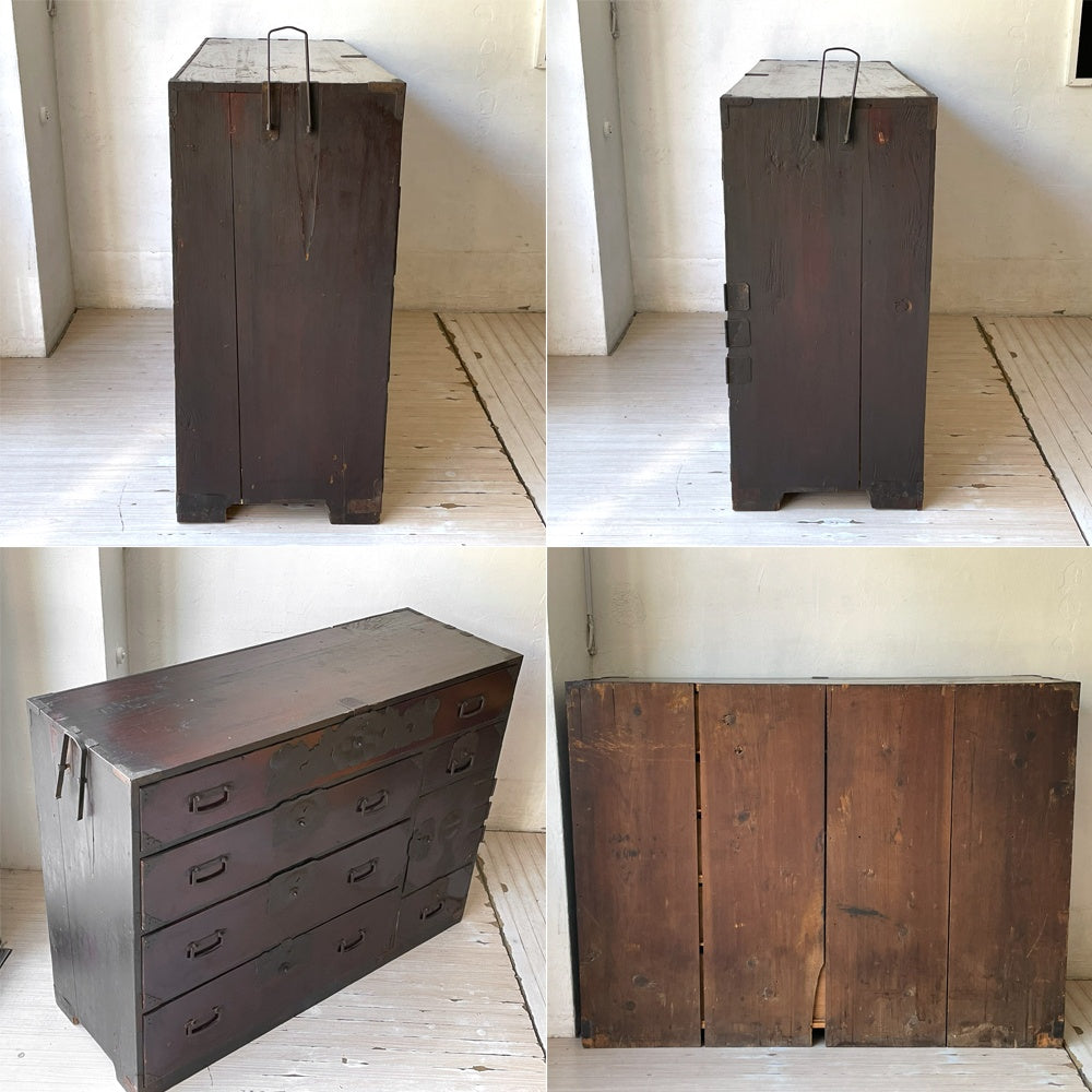 ジャパンビンテージ Japan Vintage 仙台箪笥 かくし収納・鍵付き 鉄金具 時代箪笥 和家具 民芸家具 古家具 伝統工芸 ★
