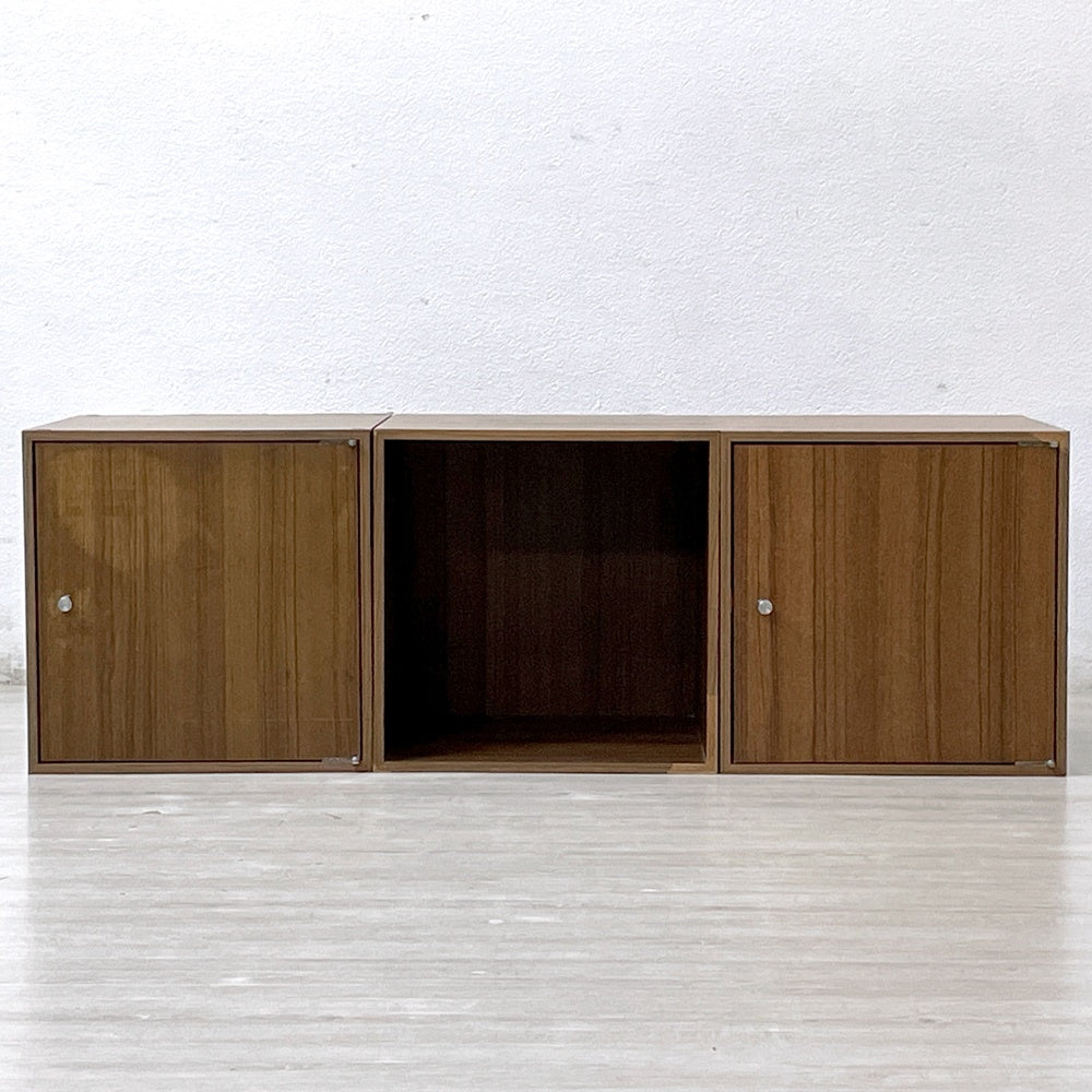 ジャパンビンテージ Japan Vintage チーク材 スタッキング キャビネットシェルフ モジュラー ファニチャー 3個セット ●