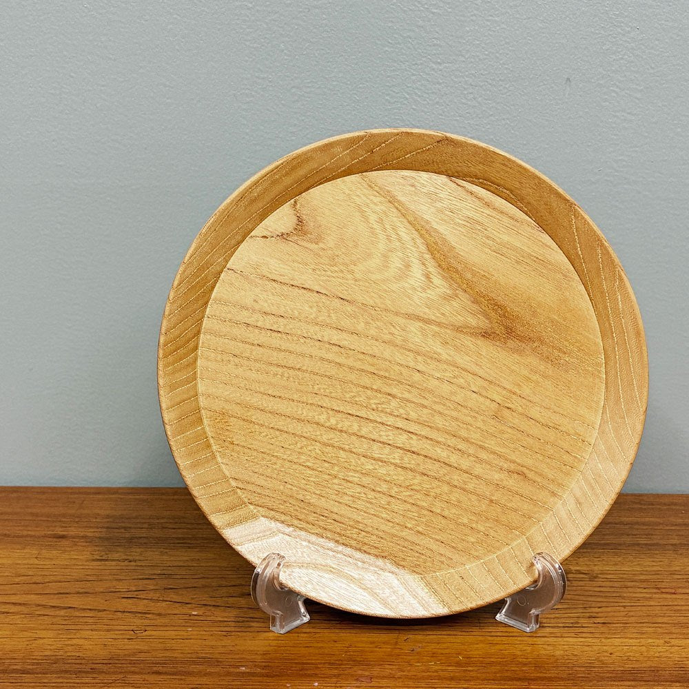 東屋 山茶盆 欅 トレイ トレー 挽き物 お盆 富山 無垢 日本製 木工藝 直径24cm ◎