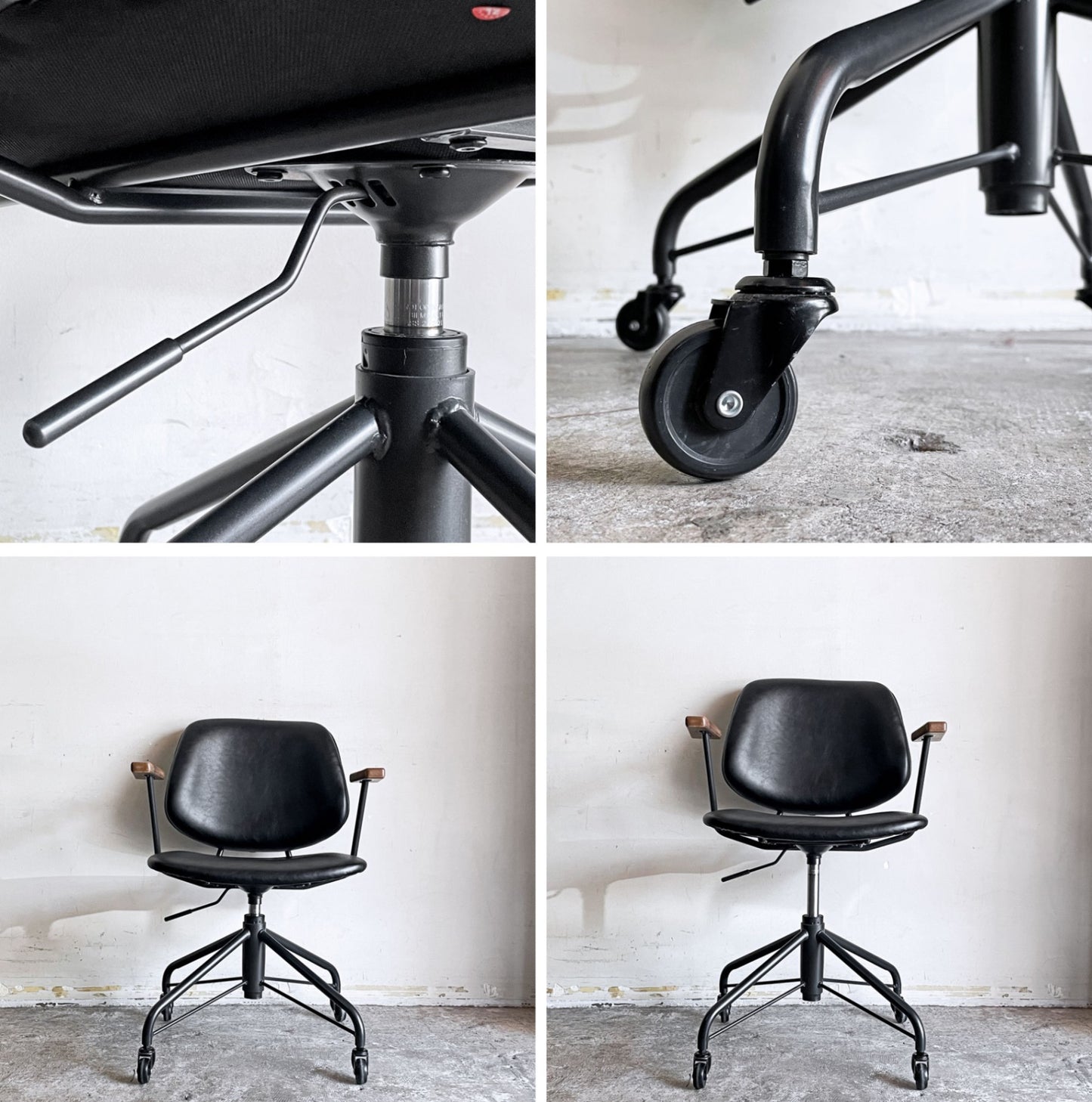 クラッシュゲート CRASHGATE ノットアンティークス Knot Antiques アボック ABOCK デスクチェア ブラック オーク材 肘付き 展示美品 ■