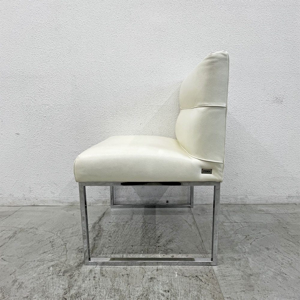 フェンディ・カーサ FENDI CASA エー・ビー・デュアメル AB Duhamel ダイニングチェア 本牛革 オフホワイト 参考価格 約45万～65万の品 B 〓