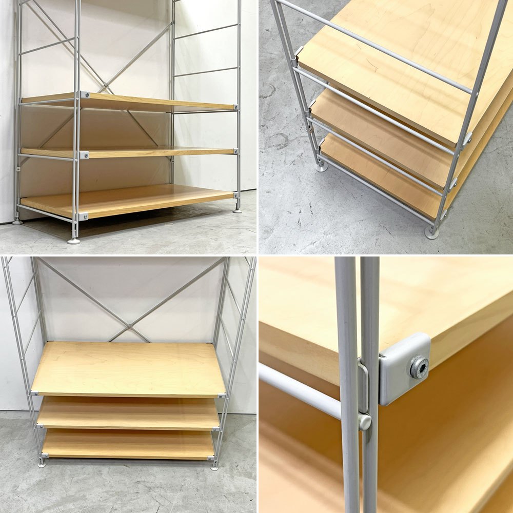 無印良品 MUJI スチールユニットシェルフ 木製棚板 ワイド・中 W86 4段 オープンシェルフ 本棚 飾り棚 ワードローブバー付き ●