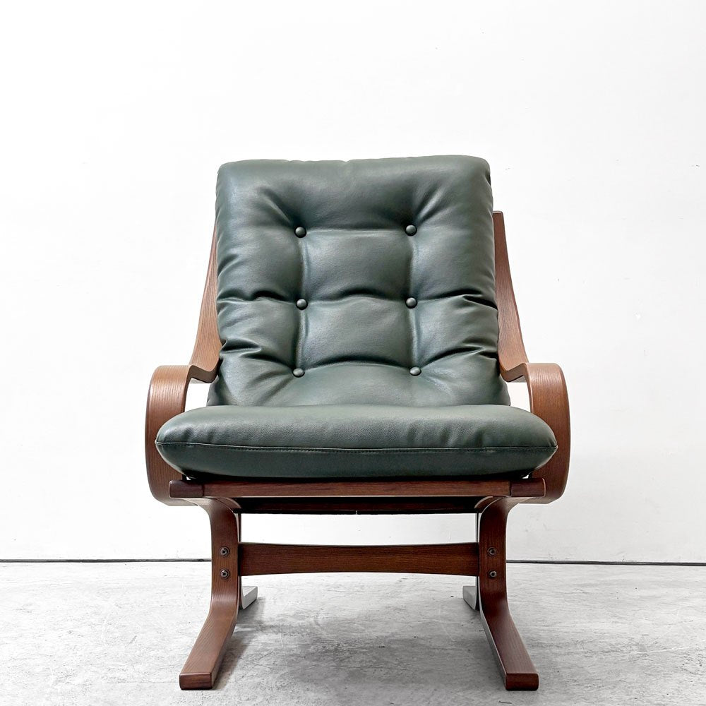 冨士ファニチア FUJI FURNITURE アージオ Agio 1人掛け 両肘 アームチェア ウォールナット材 成形合板 レザー ●