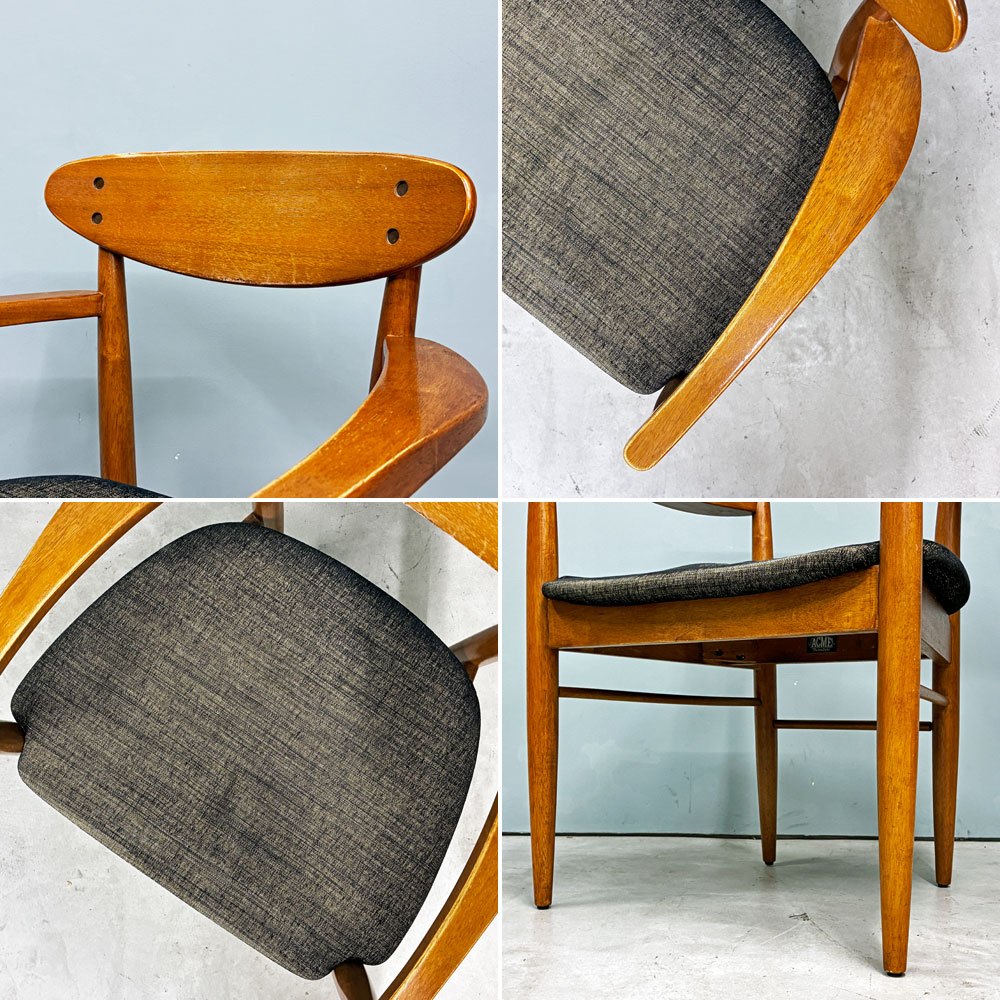 アクメファニチャー ACME Furniture トラッセル アームチェア TRESTLES ARM CHAIR ダイニングチェア ウォールナット ファブリックシート USビンテージスタイル 現状品 B ◎