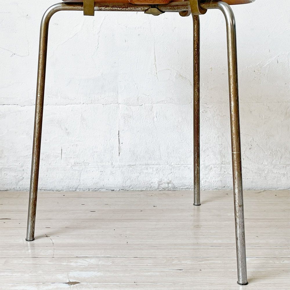 フリッツハンセン Fritz Hansen ビンテージ 3170 ドットスツール 3本脚 チーク材 アルネ・ヤコブセン Arne Jacobsen デンマーク 北欧家具 ★