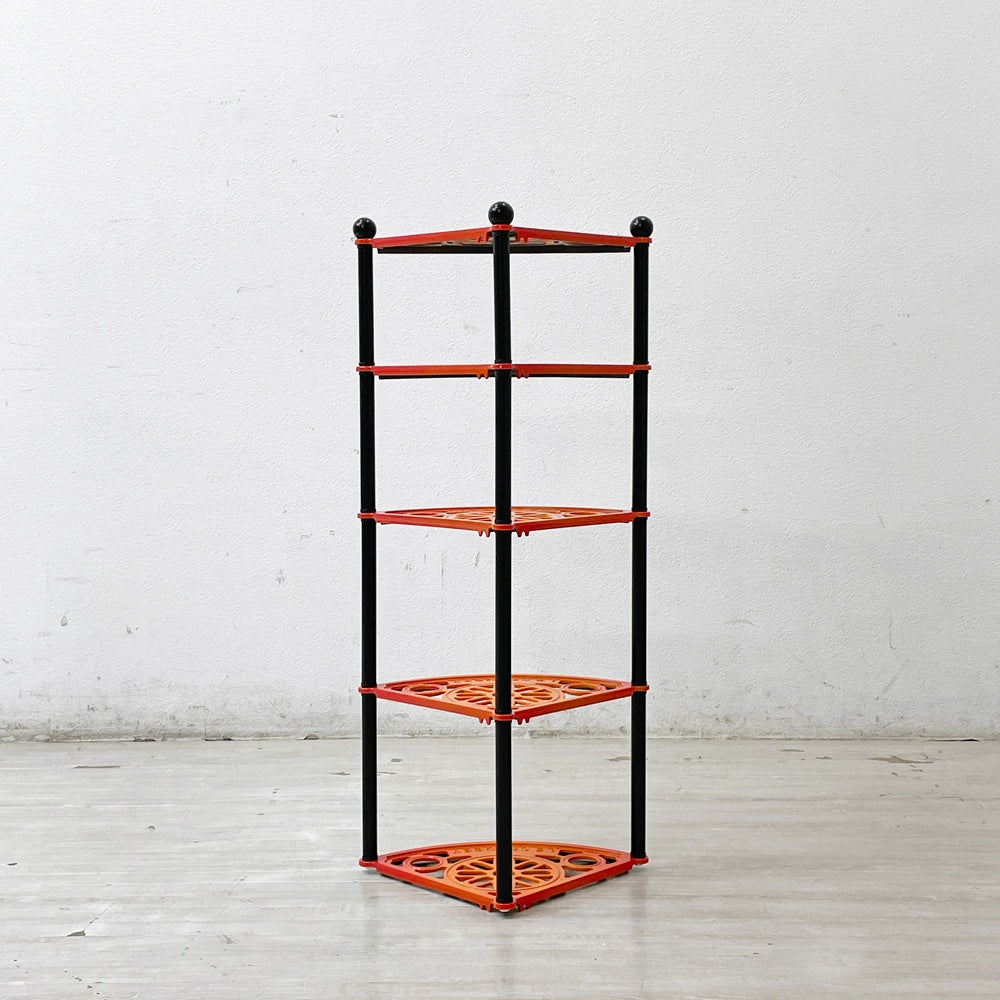 ルクルーゼ LE CREUSET ポットスタンド 5段 オレンジ ホーロー 鋳物 フランス 廃番 箱付き ●