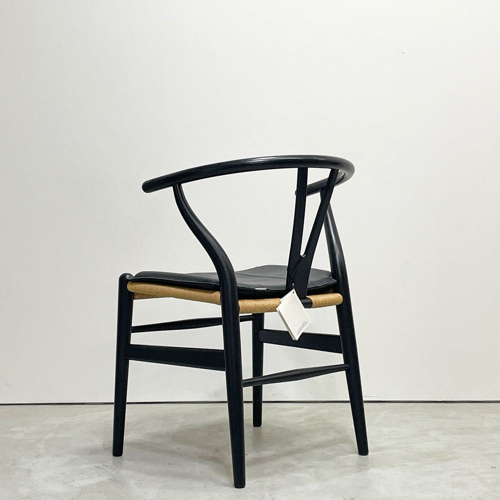 カールハンセン＆サン Carl Hansen & Son CH24 Yチェア ブラックラッカー × ペーパーコード オーク材 レザークッション付属 座面高43cm ハンス・J・ウェグナー 北欧 デンマーク ●