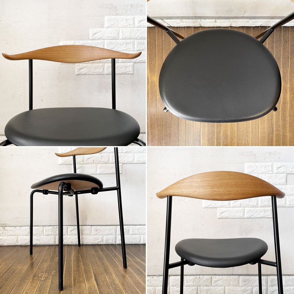 カールハンセン＆サン Carl Hansen & Son CH88P ダイニングチェア オーク材 本革 ブラックレザー スチール脚 ブラックレッグ ハンス・J・ウェグナー 北欧家具 ◎