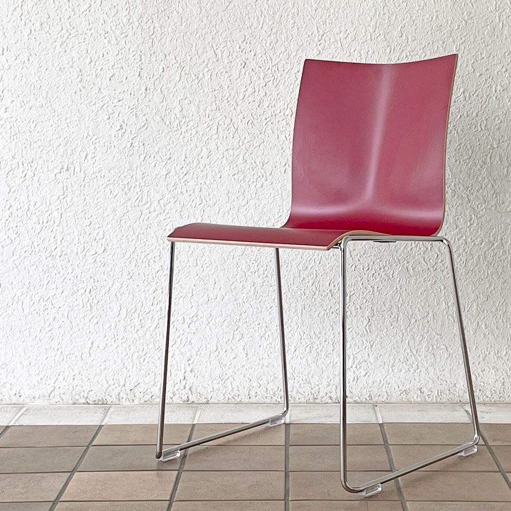 エンゲルブレヒト Engelbrechts チャリック CHAIRIK 107 ダイニングチェア スタッキング そり足 ボルドー 未使用品 デンマーク A ◇